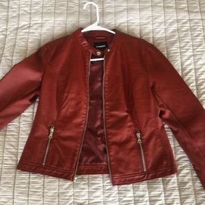 Express burgundy leather jacket